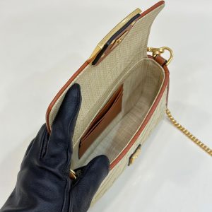 FendiI 19 BAGUETTE BAG IN FLAX YELLOW CANVAS WITH GOLD HARDWARE