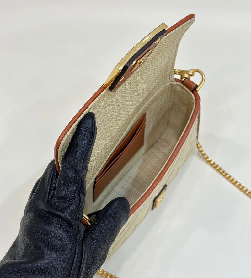 FendiI 19 BAGUETTE BAG IN FLAX YELLOW CANVAS WITH GOLD HARDWARE