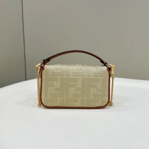 FendiI 19 BAGUETTE BAG IN FLAX YELLOW CANVAS WITH GOLD HARDWARE