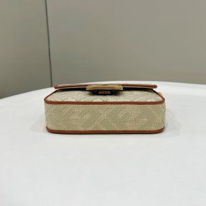 FendiI 19 BAGUETTE BAG IN FLAX YELLOW CANVAS WITH GOLD HARDWARE