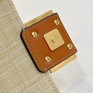 FendiI 19 BAGUETTE BAG IN FLAX YELLOW CANVAS WITH GOLD HARDWARE