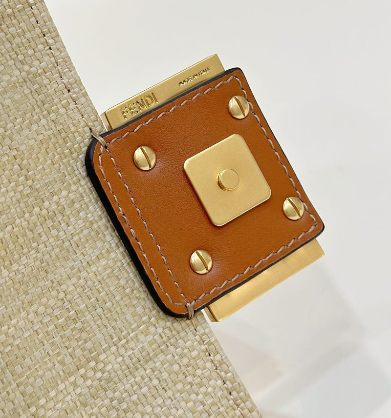 FendiI 19 BAGUETTE BAG IN FLAX YELLOW CANVAS WITH GOLD HARDWARE