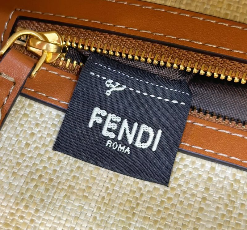 Fendi Baguette Tan Beige Canvas Bag 27 with FF Embroidery Ghw