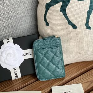 CC 22A Zippy Coin Purse Green Caviar GHW 223916