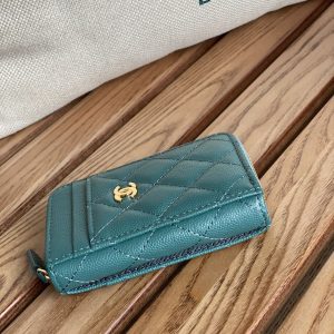 CC 22A Zippy Coin Purse Green Caviar GHW 223916