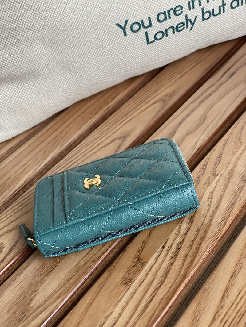 CC 22A Zippy Coin Purse Green Caviar GHW 223916