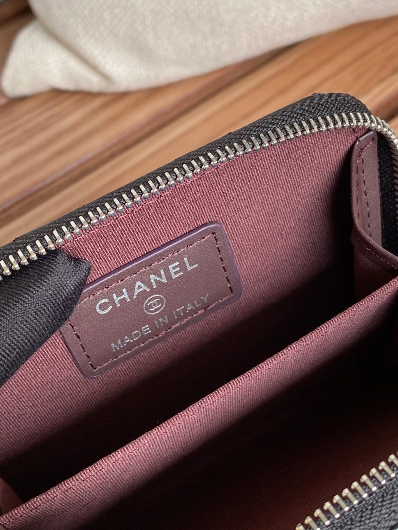 CC 22A Zippy Coin Purse Black Sheepskin Sliver Steel 223918