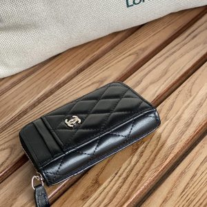 CC 22A Zippy Coin Purse Black Sheepskin Sliver Steel 223918