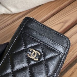 CC 22A Zippy Coin Purse Black Sheepskin Sliver Steel 223918