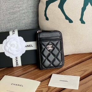 CC 22A Zippy Coin Purse Black Sheepskin Sliver Steel 223918