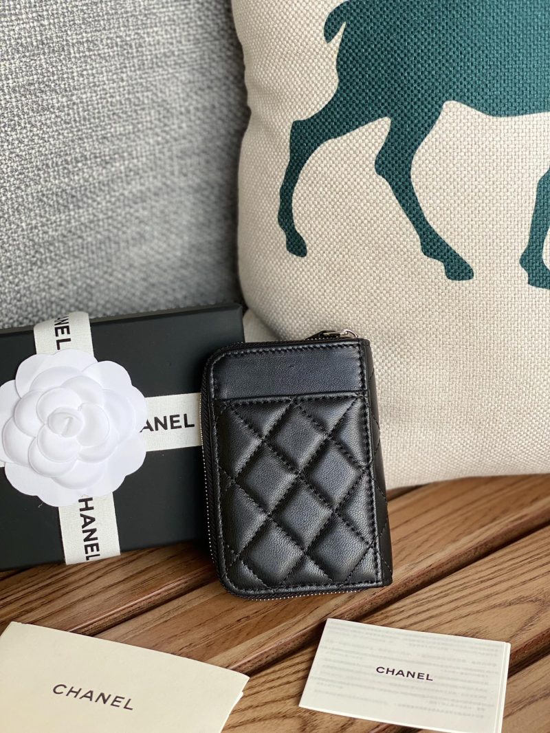 CC 22A Zippy Coin Purse Black Sheepskin Sliver Steel 223918