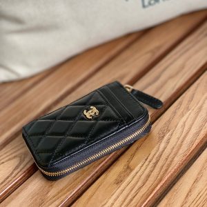 CC 22A Zippy Coin Purse Black Sheepskin GHW 223920