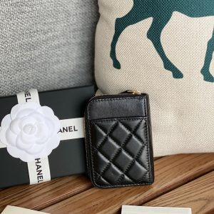 CC 22A Zippy Coin Purse Black Sheepskin GHW 223920