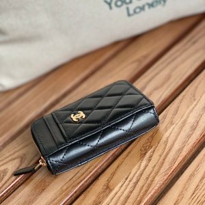 CC 22A Zippy Coin Purse Black Sheepskin GHW 223920