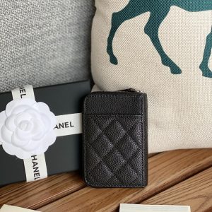 CC 22A Zippy Coin Purse Black Caviar Sliver Steel 223924