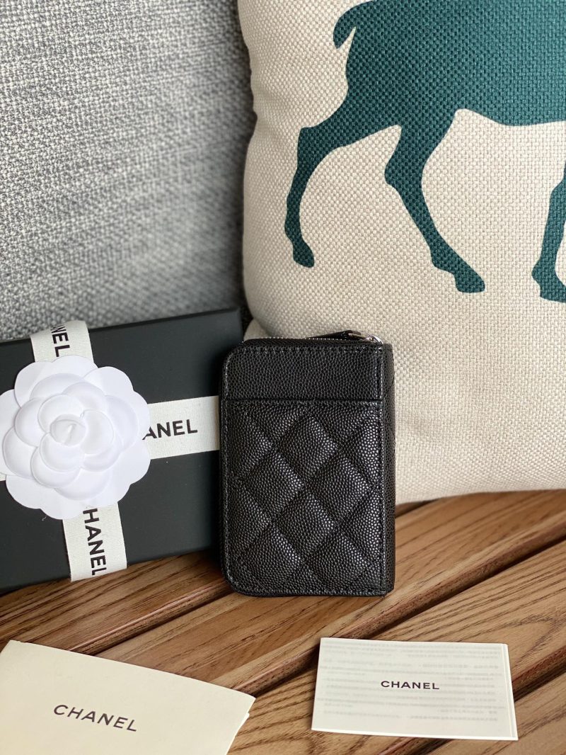 CC 22A Zippy Coin Purse Black Caviar Sliver Steel 223924