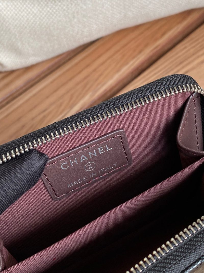 CC 22A Zippy Coin Purse Black Caviar Sliver Steel 223924