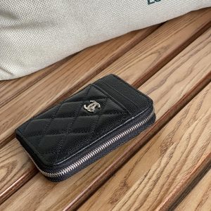 CC 22A Zippy Coin Purse Black Caviar Sliver Steel 223924