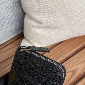 CC 22A Zippy Coin Purse Black Caviar Sliver Steel 223924