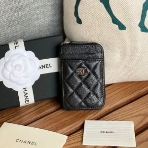 CC 22A Zippy Coin Purse Black Caviar Sliver Steel 223924