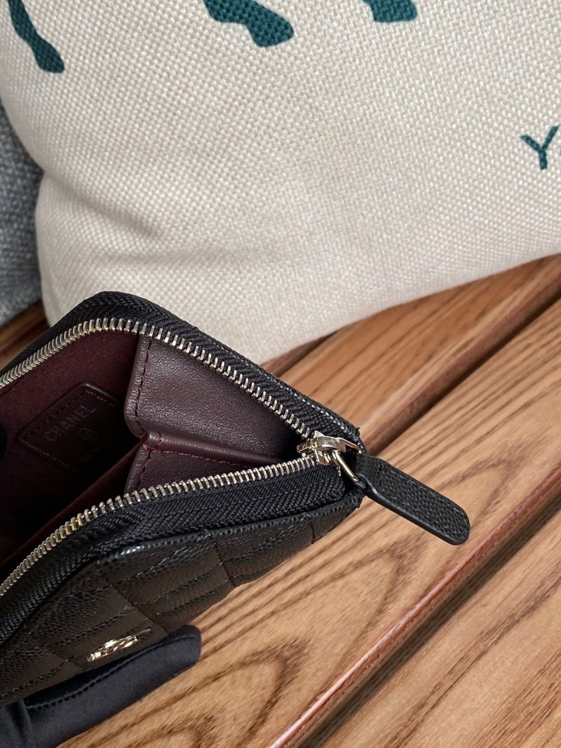 CC 22A Zippy Coin Purse Black Caviar Sliver Steel 223924