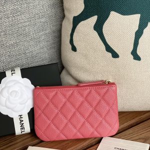 cc zipped wallet 15 dark pink caviar gold hardware