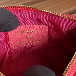 cc zipped wallet 15 dark pink caviar gold hardware