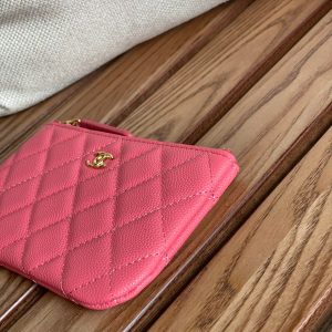 cc zipped wallet 15 dark pink caviar gold hardware