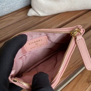 cc zipped wallet 15 light pink caviar gold hardware