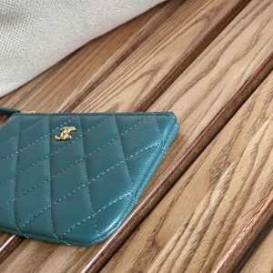 cc zipped wallet 15 blue green caviar gold hardware