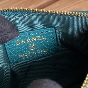 cc zipped wallet 15 blue green caviar gold hardware