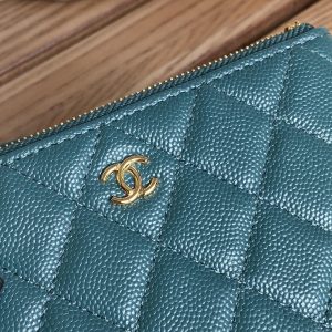 cc zipped wallet 15 blue green caviar gold hardware