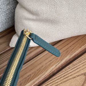 cc zipped wallet 15 blue green caviar gold hardware