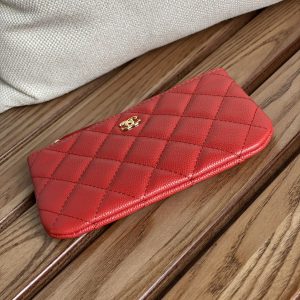cc zipped wallet 15 red caviar gold hardware