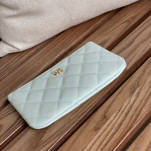 cc zipped wallet 15 light cloud blue caviar gold hardware