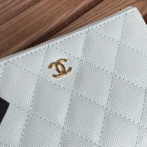 cc zipped wallet 15 light cloud blue caviar gold hardware