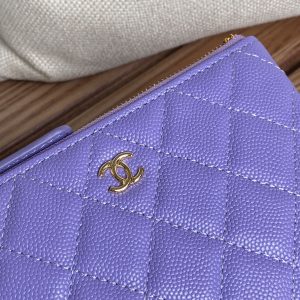 cc zipped wallet 15 purple caviar gold hardware