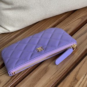 cc zipped wallet 15 purple caviar gold hardware