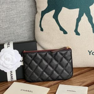 cc zipped wallet 15 black caviar gold hardware