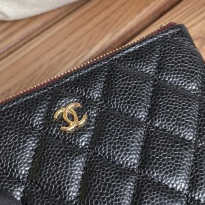 cc zipped wallet 15 black caviar gold hardware