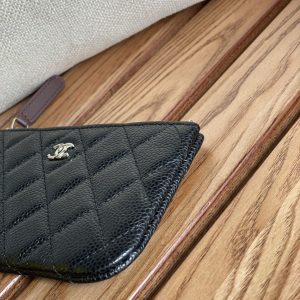 cc zipped wallet 15 black caviar silver hardware