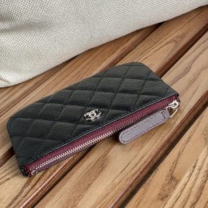 cc zipped wallet 15 black caviar silver hardware