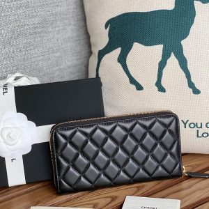 CC Zippy Long Wallet 19.5cm Black Sheepskin GHW 223941