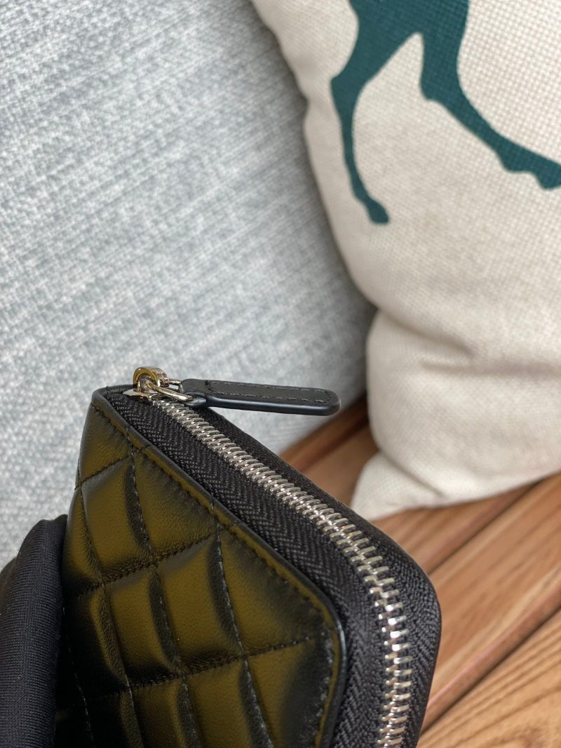 CC Zippy Long Wallet 19.5cm Black Sheepskin Sliver Steel 223943