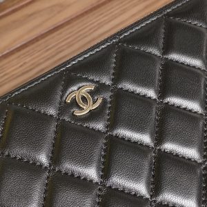 CC Zippy Long Wallet 19.5cm Black Sheepskin Sliver Steel 223943