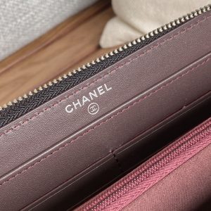 CC Zippy Long Wallet 19.5cm Black Sheepskin Sliver Steel 223943