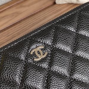 CC Zippy Long Wallet 19.5cm Black Caviar Sliver Steel 223947