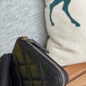 CC Zippy Long Wallet 19.5cm Black Caviar Sliver Steel 223947