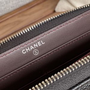 CC Zippy Long Wallet 19.5cm Black Caviar Sliver Steel 223947