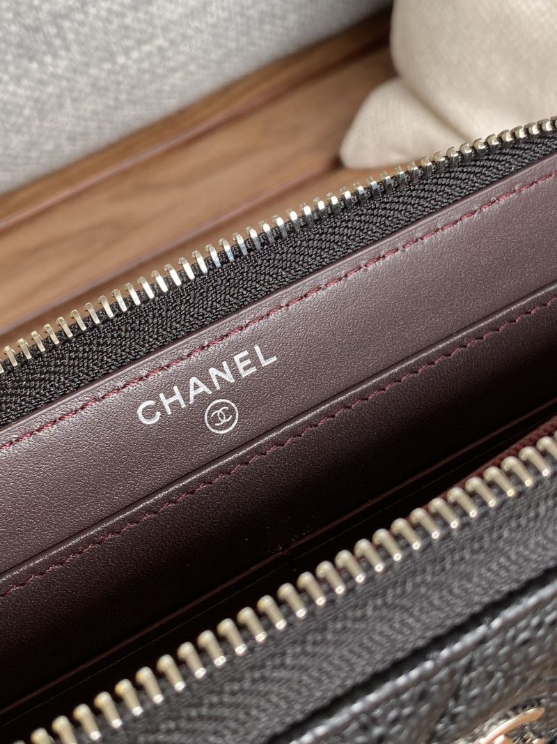 CC Zippy Long Wallet 19.5cm Black Caviar Sliver Steel 223947